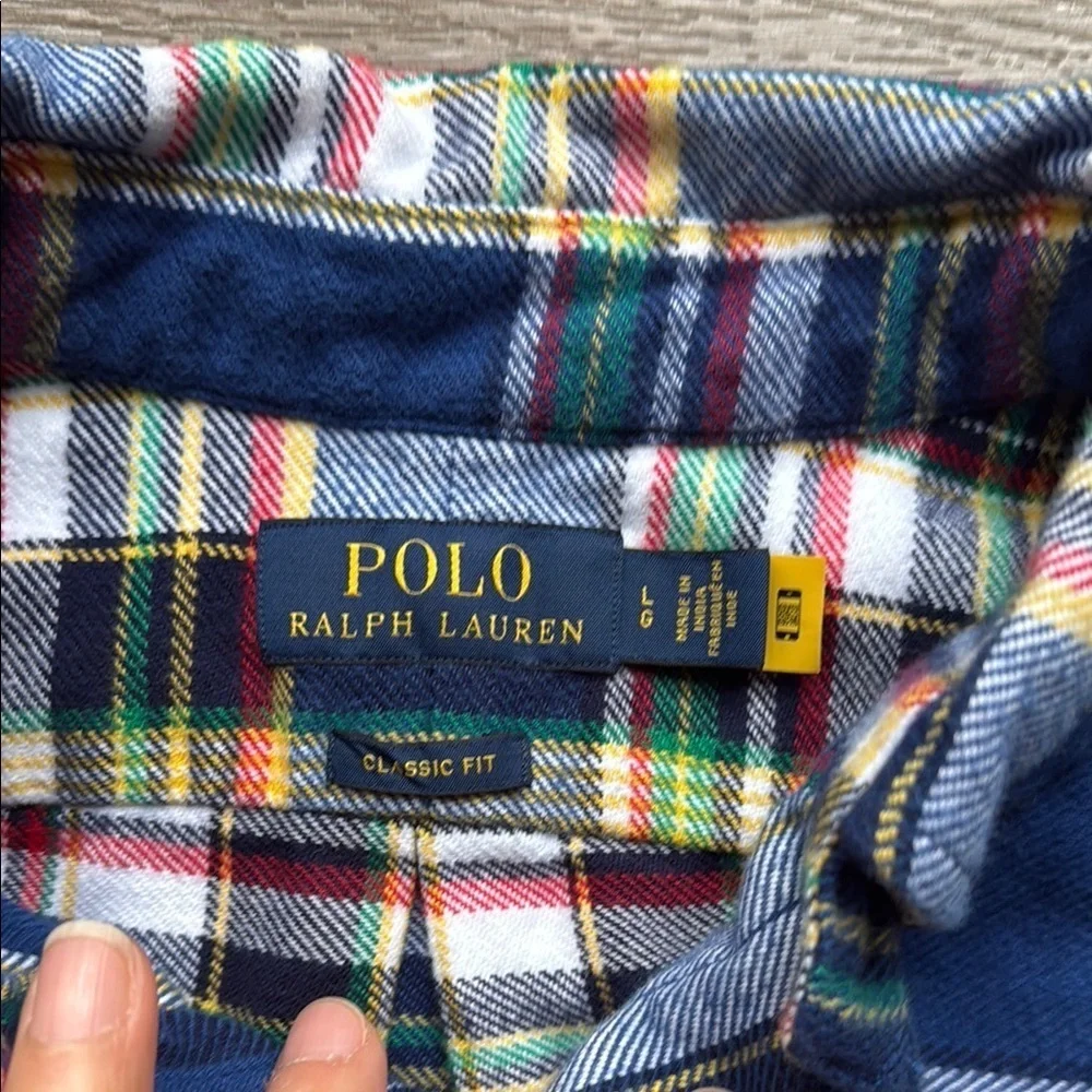 Men's Blue Plaid Shirt Large Brushed Flannel Shirt